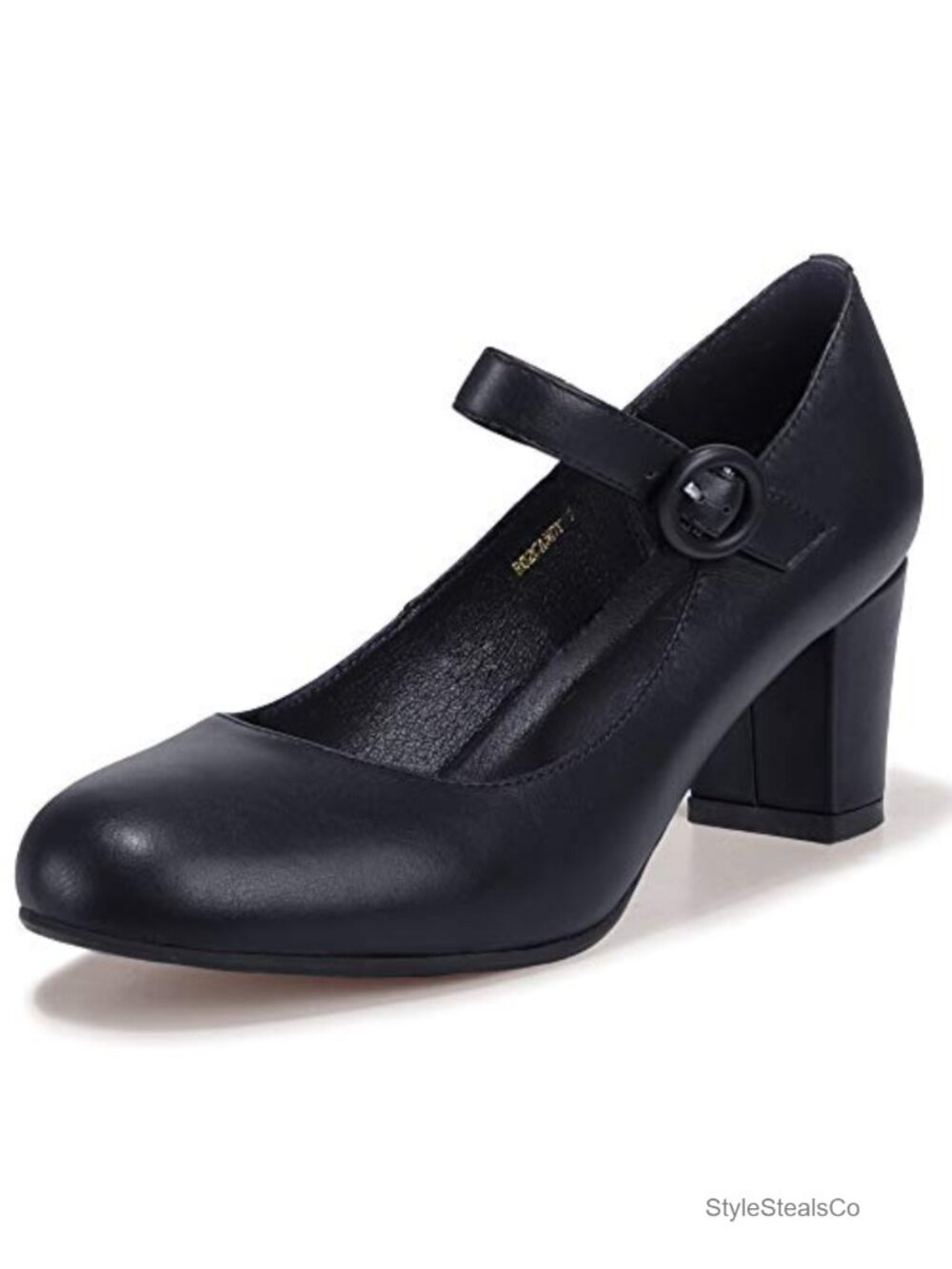 IDIFU Women's Mary Jane Block Heel Pumps - Closed Toe Dress Shoes